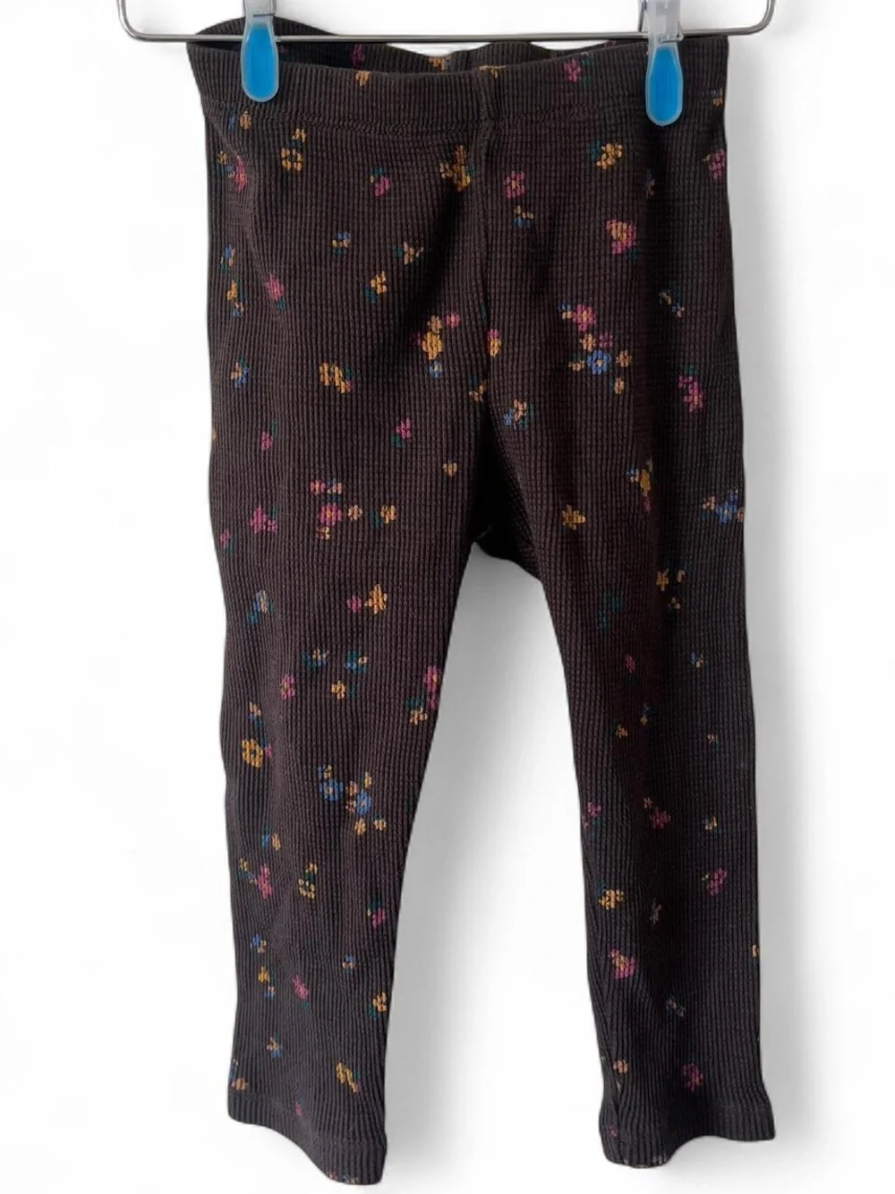 18-24M Girls GAP 2 Piece Set Long Sleeve & Pants Brown Ditsy Floral Waffle Knit